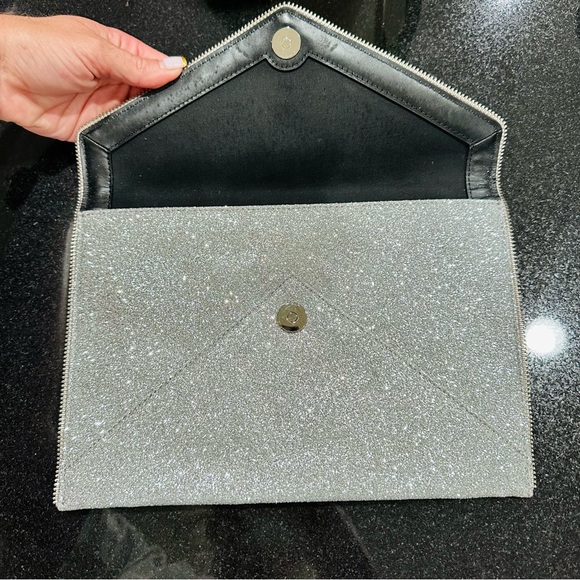 Rebecca Minkoff Silver Glitter Leo Clutch EUC - Picture 13 of 17